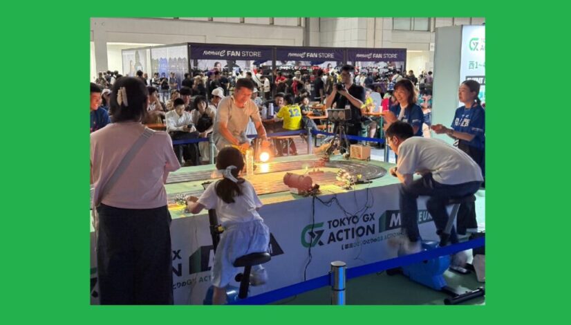 自転車発電スロットカーレース（フォーミュラーEV会場。東京都様GXブース）